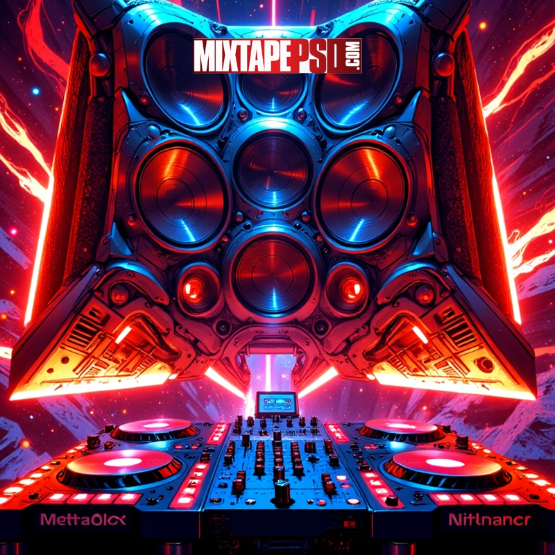 Futuristic DJ Turntables & Speakers Background 9