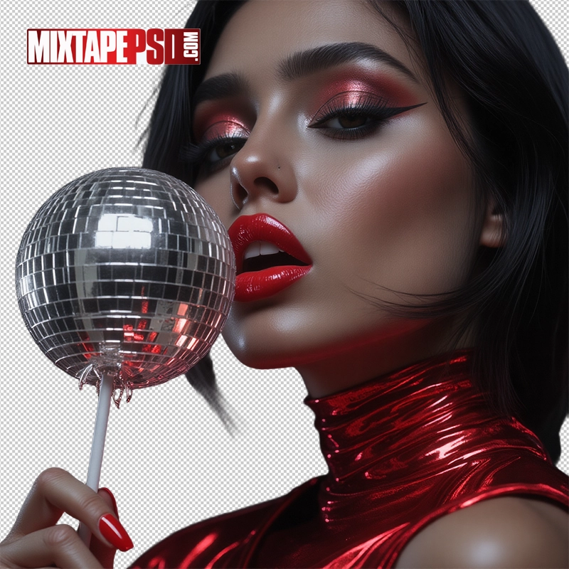 Seductive Model Licking Disco Ball Lollipop 4