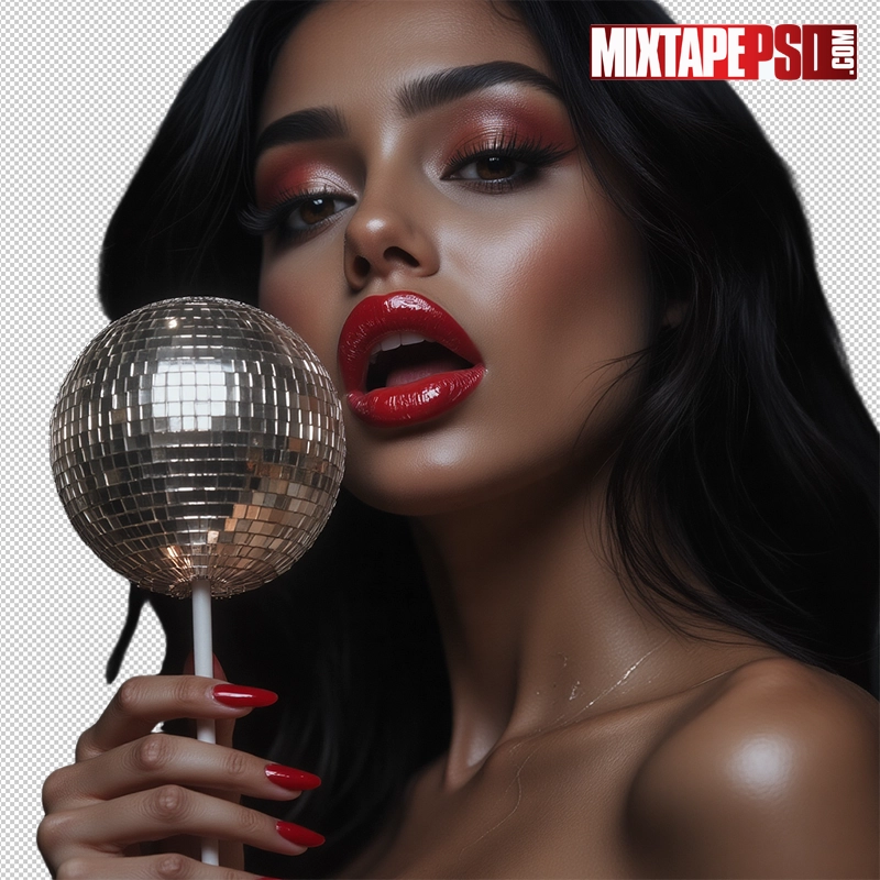 Seductive Model Licking Disco Ball Lollipop 5