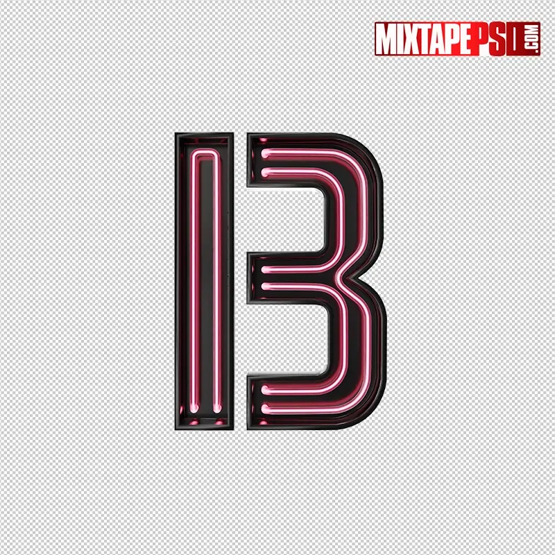 3D Neon Letter B PNG