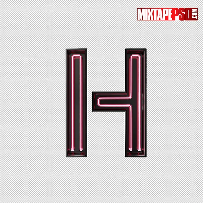 3D Neon Letter H PNG