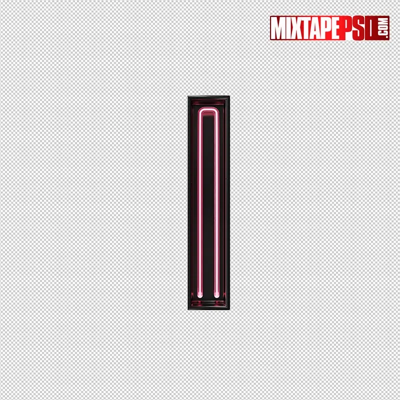 3D Neon Letter I PNG