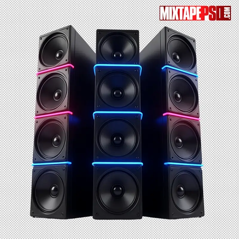 Club Speakers with Neon Lights PNG 2