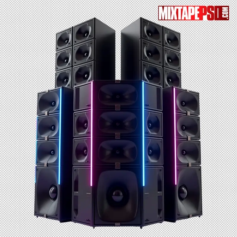 Club Speakers with Neon Lights PNG 3