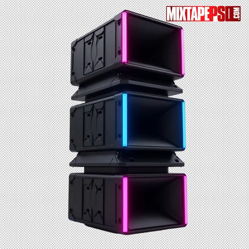Club Speakers with Neon Lights PNG