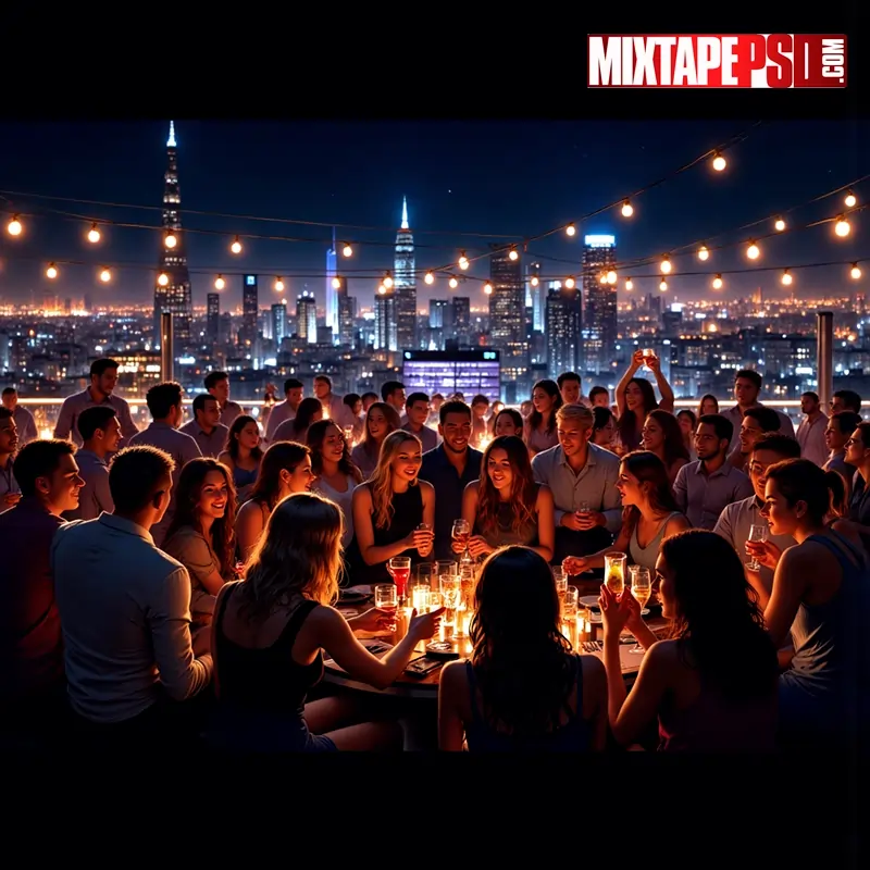 Rooftop Party Background at Night 2
