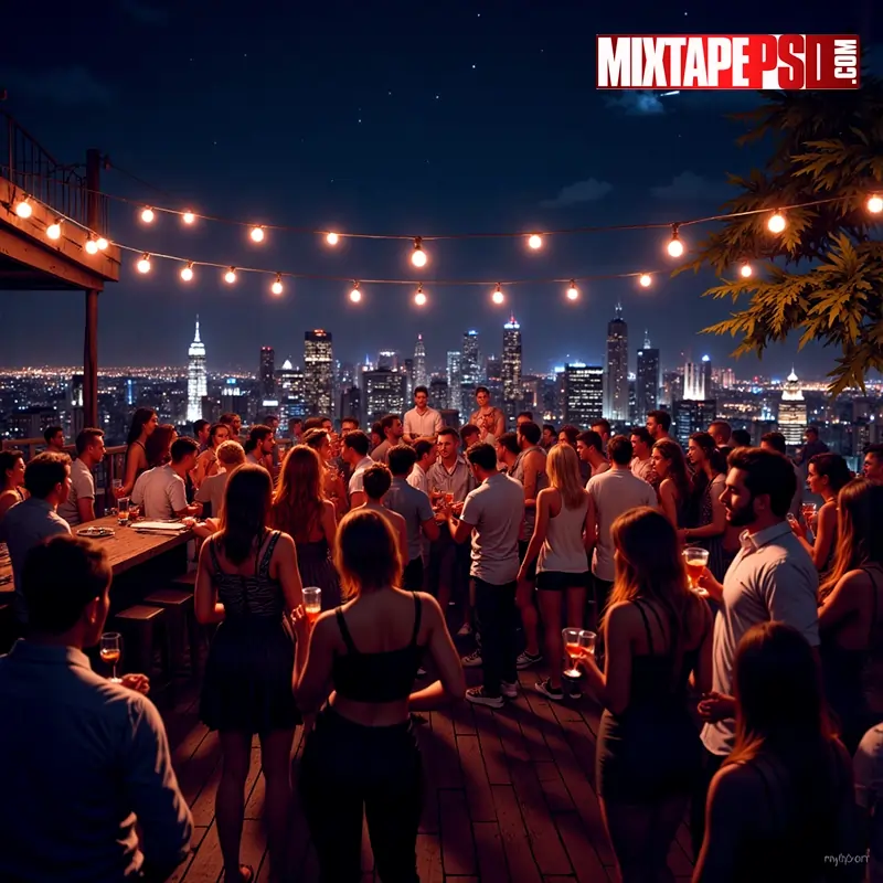 Rooftop Party Background at Night 3