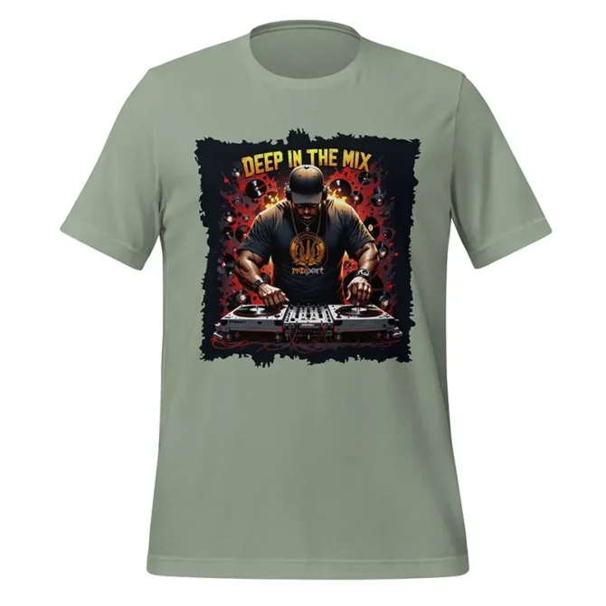 Deep In the Mix Deejay T-shirt design with urban turntable and music elements, deep in the mix shirt, DJ t-shirt design, deejay shirt, music t-shirt, turntable t-shirt, hip hop DJ tee, EDM DJ shirt, streetwear DJ shirt, urban music tee, DJ apparel, DJ merch, beatmaker shirt, vinyl record t-shirt, equalizer shirt, soundwave shirt, graphic DJ shirt, club DJ t-shirt, producer shirt, DJ lifestyle tee, spinning DJ shirt
