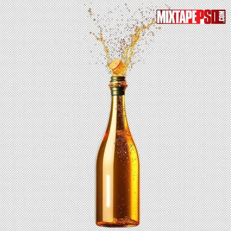 Golden Champagne Splash PNG 4
