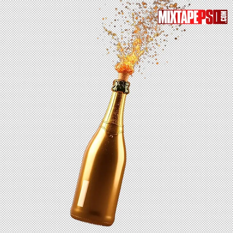 Golden Champagne Splash PNG