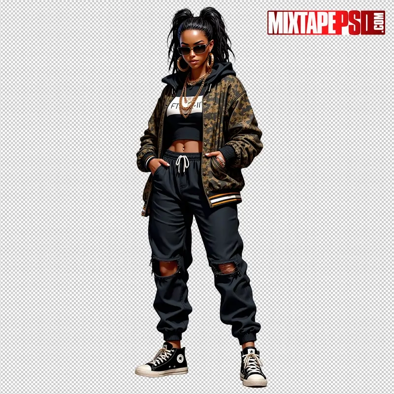 Hip Hop Female Model PNG 3
