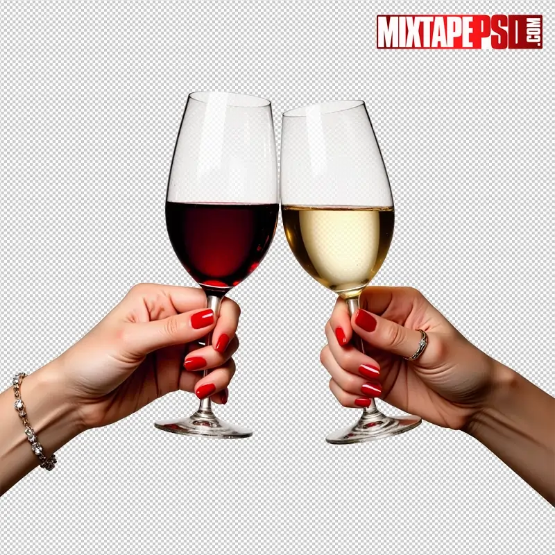 Red and White Wine Glasses Toasting
