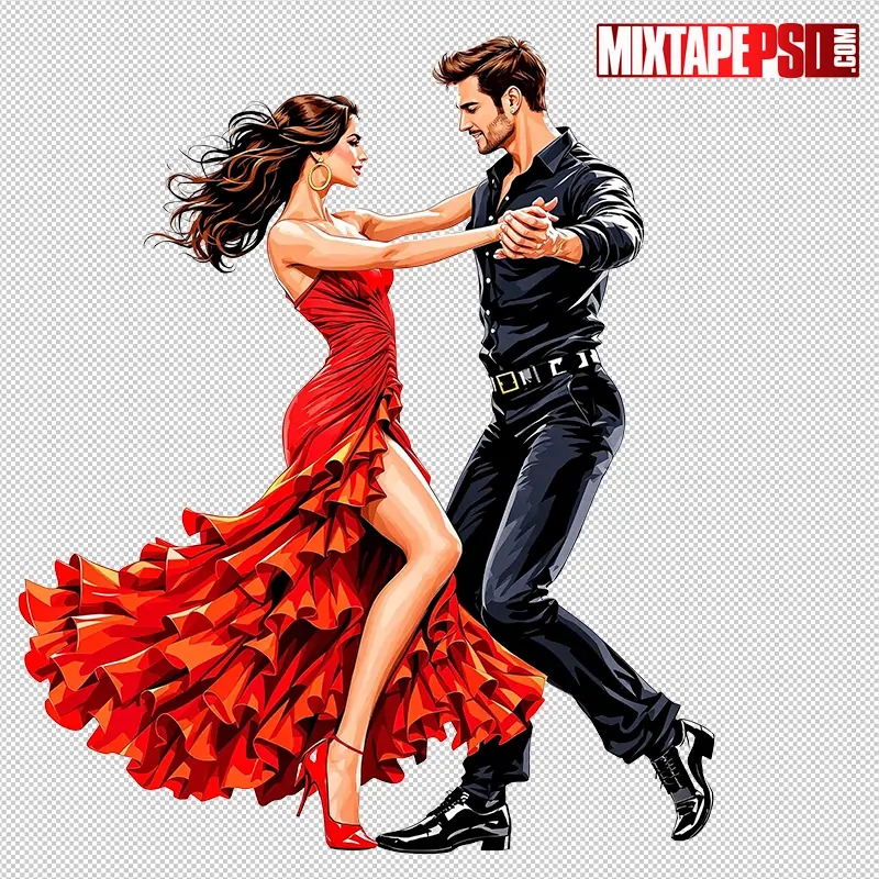 Salsa Dancing Couple PNG 2