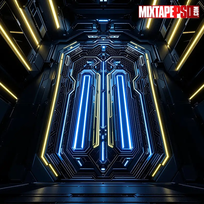 Futuristic Honeycomb Blue Flyer Background 4