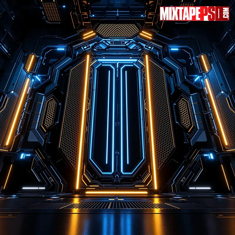 Futuristic Honeycomb Blue Flyer Background 7