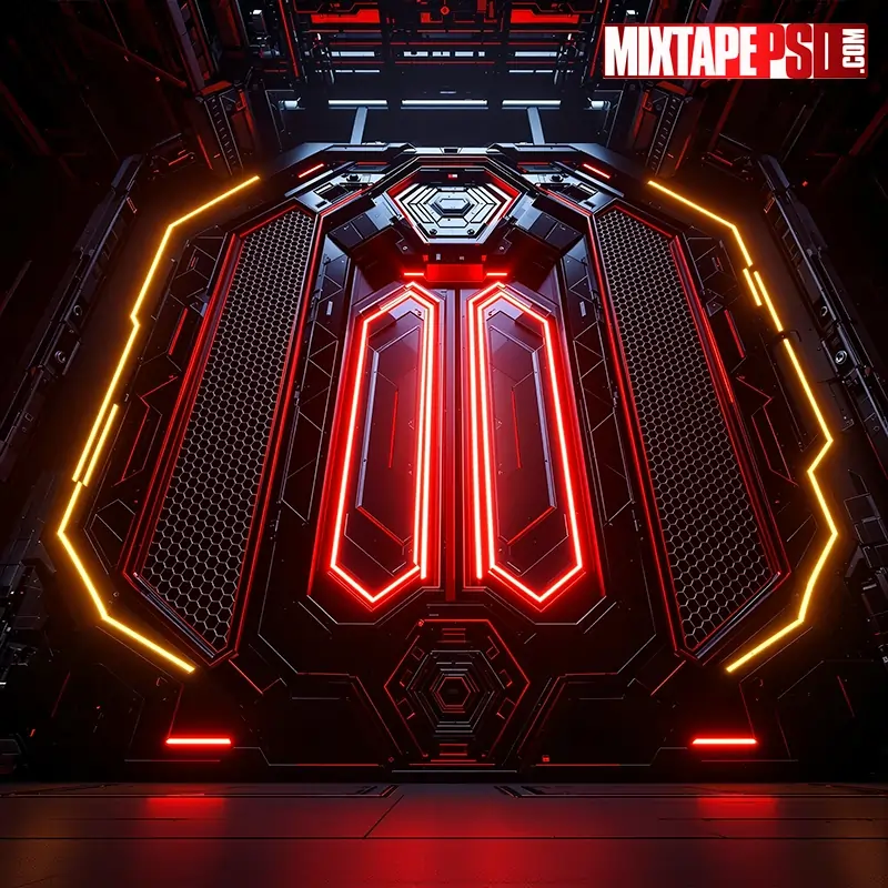Futuristic Honeycomb Red Flyer Background 3