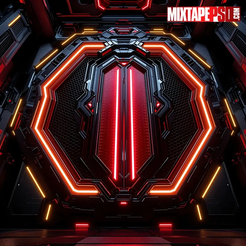 Futuristic Honeycomb Red Flyer Background 5