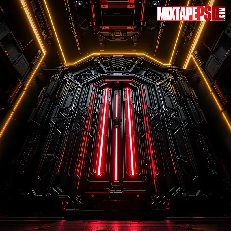 Futuristic Honeycomb Red Flyer Background 6