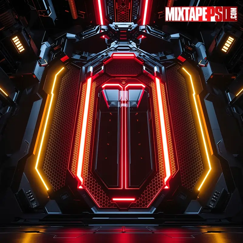 Futuristic Honeycomb Red Flyer Background 7