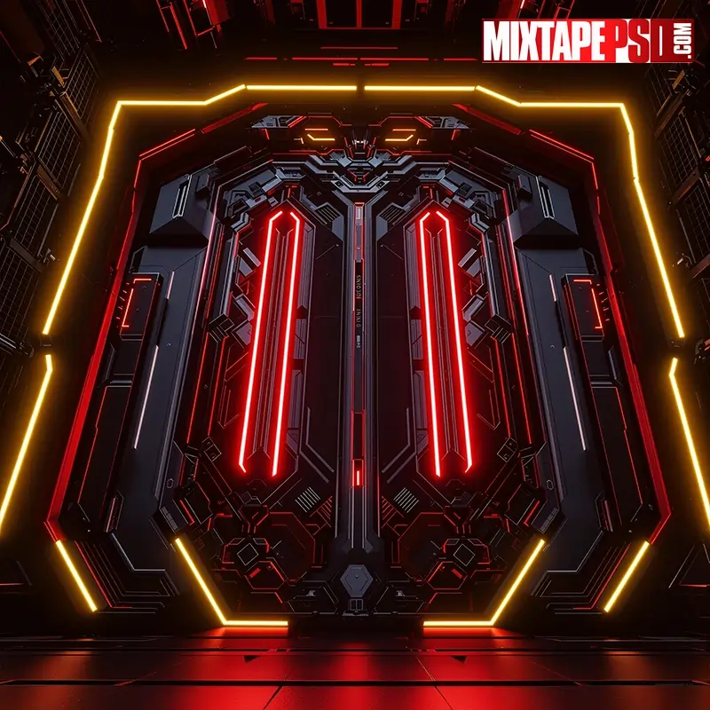 Futuristic Honeycomb Red Flyer Background 8