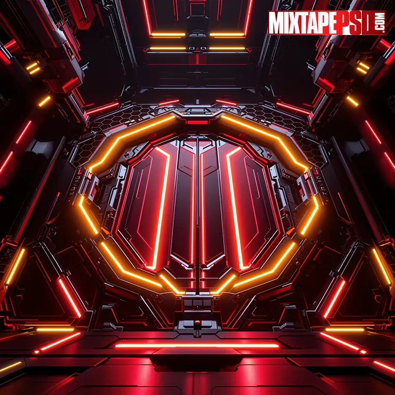Futuristic Honeycomb Red Flyer Background 9