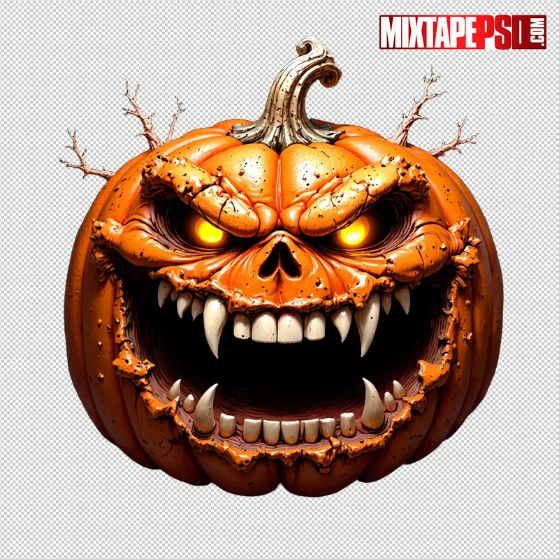 Halloween Angry Pumpkin PNG 4
