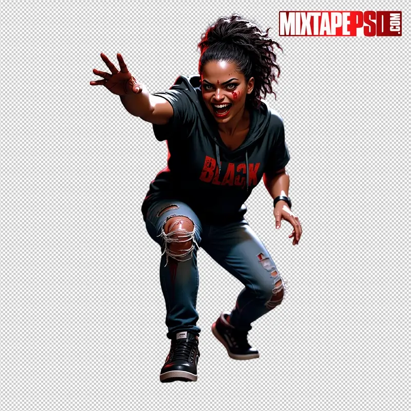 Halloween Bloody Female Zombie PNG 7