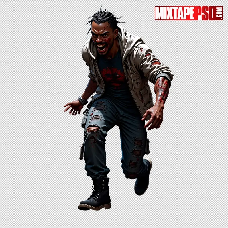 Halloween Bloody Male Zombie PNG 3