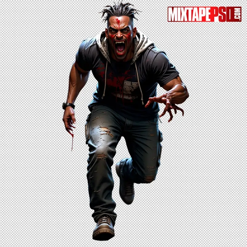 Halloween Bloody Male Zombie PNG 4