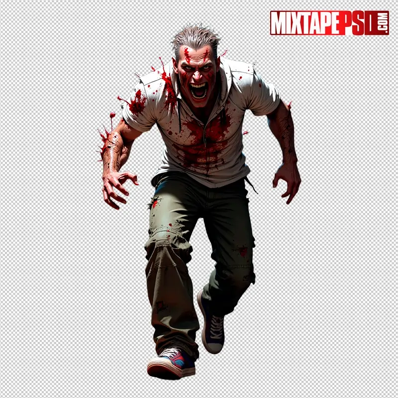 Halloween Bloody Male Zombie PNG 5