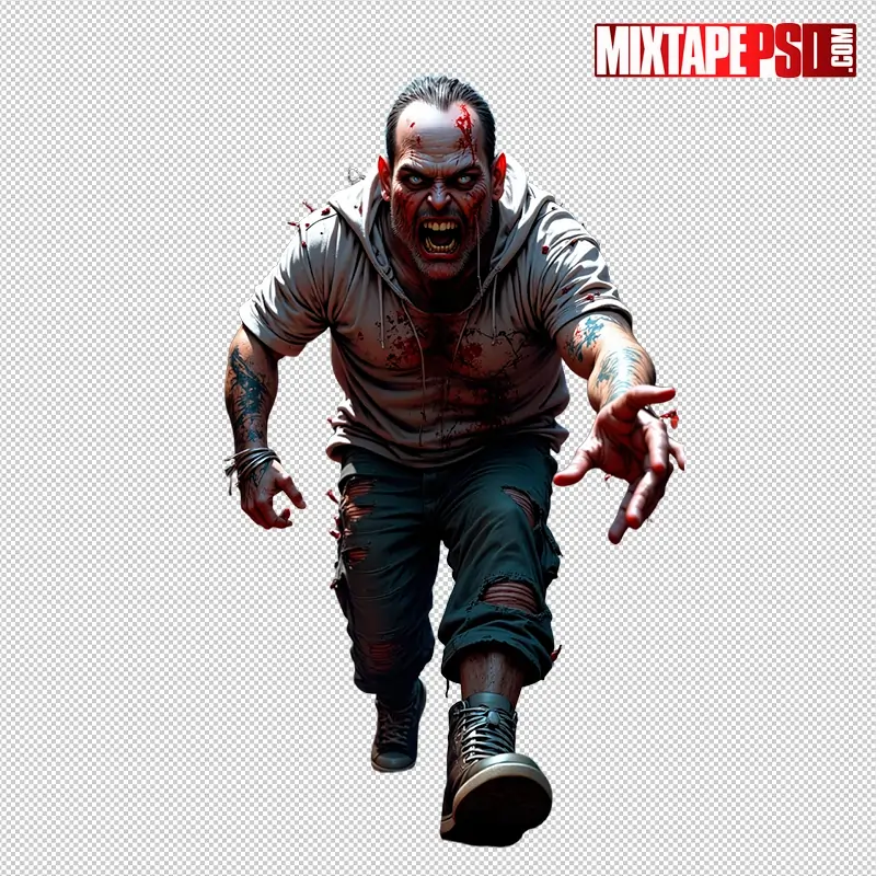 Halloween Bloody Male Zombie PNG 6