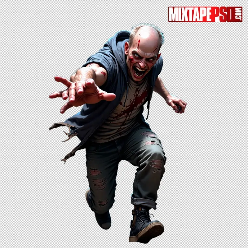 Halloween Bloody Male Zombie PNG 7