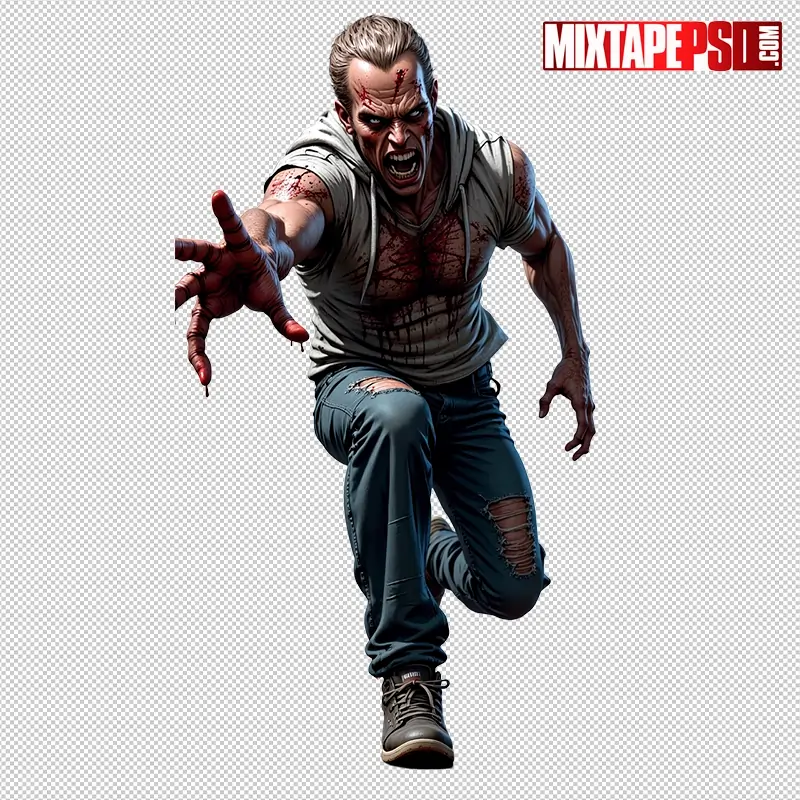 Halloween Bloody Male Zombie PNG 8
