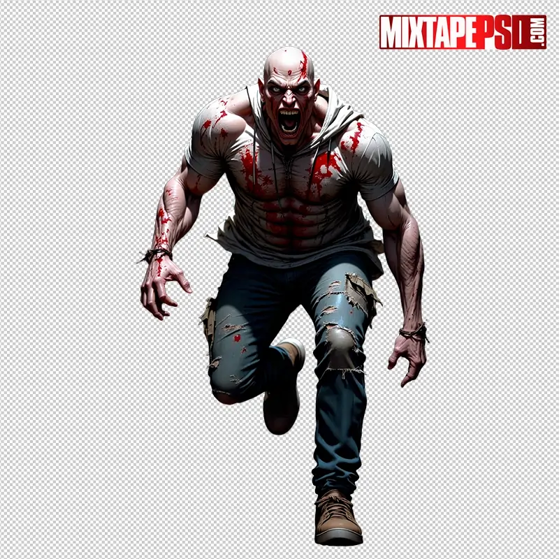 Halloween Bloody Male Zombie PNG 9