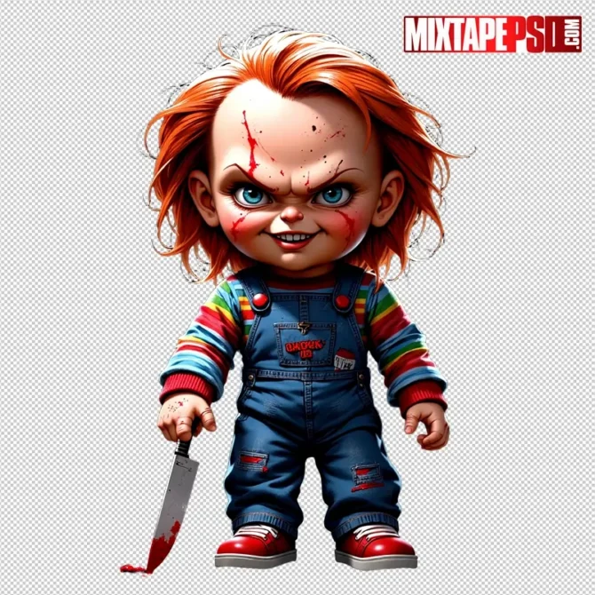 Chibi Chucky PNG transparent cutout, scary non-gory, high-res for Halloween flyers and posters. Chucky PNG, Chibi Chucky, Chucky transparent PNG, Halloween Chucky PNG, scary chibi PNG, horror chibi PNG, transparent horror PNG, Halloween PNG download, Chucky cutout, flyer PNG asset, poster PNG asset, Photoshop PNG asset, printable PNG, non gory horror PNG, spooky PNG, club flyer PNG, poster design PNG, mixtape cover PNG, urban flyer PNG, high res PNG, instant download PNG, horror character PNG, Halloween graphics, chibi horror character, Halloween clip art