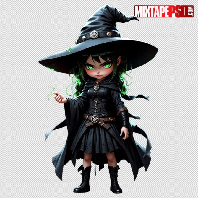 Chibi Witch PNG transparent cutout, scary non-gory, high-res for Halloween flyers. witch png, chibi witch, halloween witch png, witch transparent png, horror chibi png, spooky png, transparent horror png, flyer png asset, poster png asset, photoshop png asset, printable png, non gory horror png, halloween graphics, club flyer png, urban flyer png, high res png, instant download png, witch hat png, magic sorceress png, halloween character png, spooky witch png, rim light png, transparent cutout, halloween clip art, scary witch png