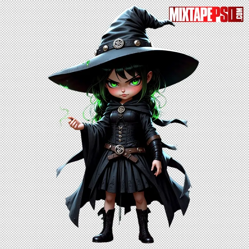 Halloween Chibi Witch PNG 3