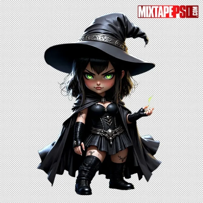 Chibi Witch PNG transparent cutout, scary non-gory, high-res for Halloween flyers. witch png, chibi witch, halloween witch png, witch transparent png, horror chibi png, spooky png, transparent horror png, flyer png asset, poster png asset, photoshop png asset, printable png, non gory horror png, halloween graphics, club flyer png, urban flyer png, high res png, instant download png, witch hat png, magic sorceress png, halloween character png, spooky witch png, rim light png, transparent cutout, halloween clip art, scary witch png