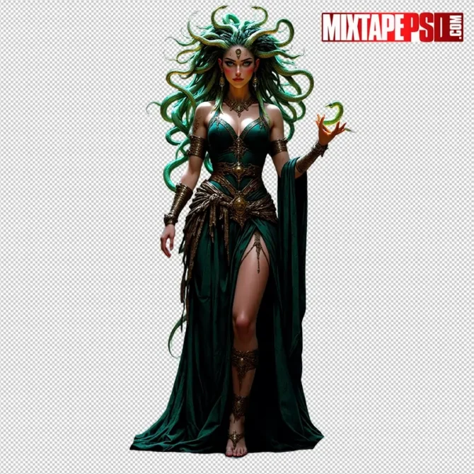 Halloween Medusa PNG – transparent Gorgon Queen model cutout for flyers and posters. halloween medusa png, medusa png, gorgon queen png, scary medusa cutout, transparent model png, halloween model png, horror png asset, flyer asset png, dj flyer png, mythic horror png, greek myth png, photoshop flyer elements, canva halloween png, poster design asset