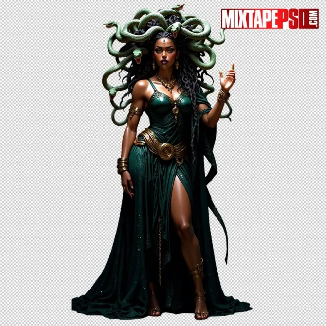 Halloween Medusa PNG – transparent Gorgon Queen model cutout for flyers and posters. halloween medusa png, medusa png, gorgon queen png, scary medusa cutout, transparent model png, halloween model png, horror png asset, flyer asset png, dj flyer png, mythic horror png, greek myth png, photoshop flyer elements, canva halloween png, poster design asset