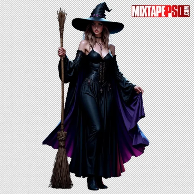 Halloween Witch PNG – transparent broom model cutout for flyers and posters. halloween witch png, witch with broom png, witch png transparent, scary witch png, witch model png, halloween png cutout, transparent model png, flyer asset png, dj flyer png, club flyer asset, gothic witch png, flying witch png, photoshop flyer elements, canva halloween png, spooky season png
