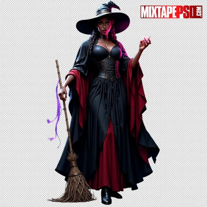 Halloween Witch PNG – transparent broom model cutout for flyers and posters. halloween witch png, witch with broom png, witch png transparent, scary witch png, witch model png, halloween png cutout, transparent model png, flyer asset png, dj flyer png, club flyer asset, gothic witch png, flying witch png, photoshop flyer elements, canva halloween png, spooky season png