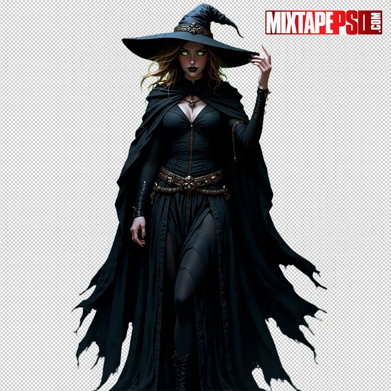 Halloween Witch with a Broom PNG 5