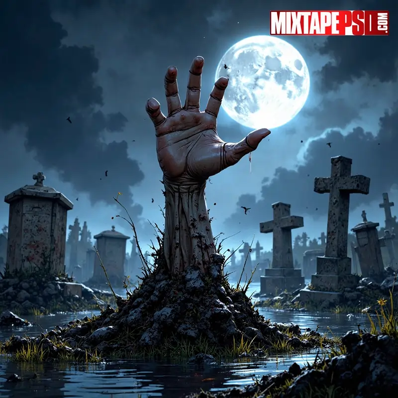 Halloween Zombie Hand Rising Background