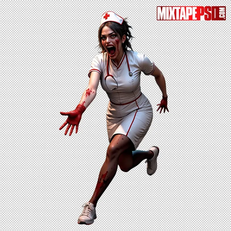 Halloween Zombie Nurse PNG 12