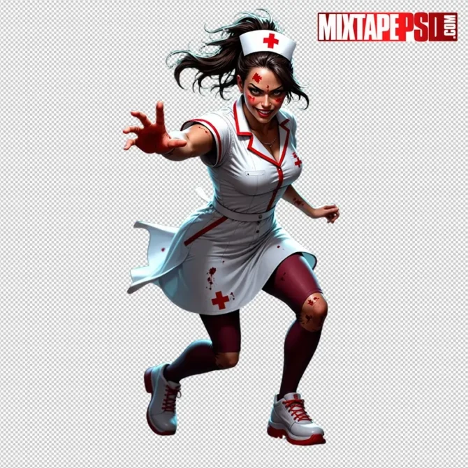 Halloween Zombie Nurse PNG – scary model cutout with non-graphic blood, transparent background, halloween zombie nurse png, zombie nurse png, scary nurse png, halloween model png, horror png cutout, transparent model png, flyer asset png, dj flyer png, club flyer asset, halloween party flyer png, bloody nurse png, non graphic blood png, photoshop flyer elements, halloween costume png, spooky nurse png