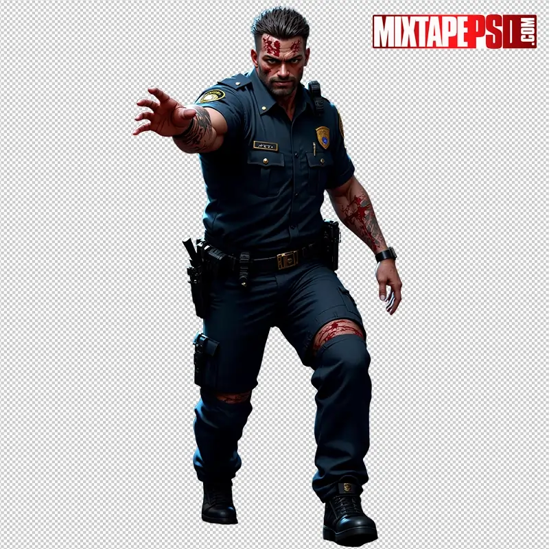 Halloween Zombie Police Officer PNG 2