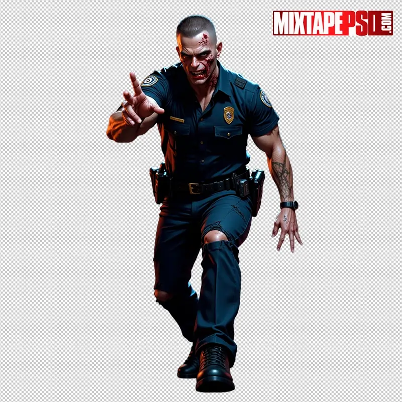 Halloween Zombie Police Officer PNG 3