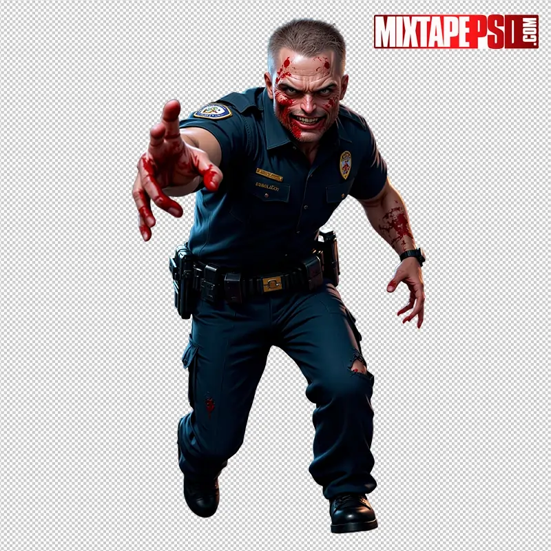 Halloween Zombie Police Officer PNG 4