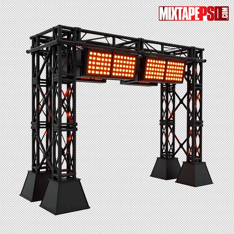Stage Truss with Amber LED Panels PNG 11